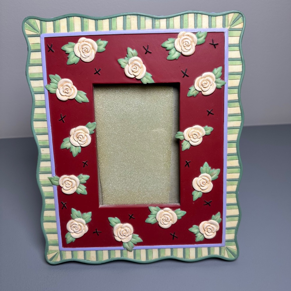 Mary Engelbreit Garden Party Roses Frame‎ Burgundy Floral Accent Tabletop